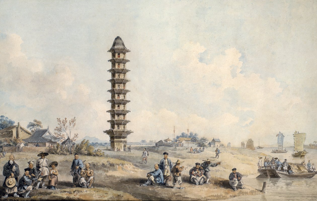 Uma vista perto da cidade de Lin Tsin, nas margens do Grande Canal de William Alexander