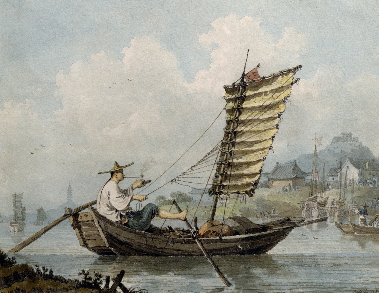 Marinheiro chinês fumando em seu lixo, 1795 (wc) de William Alexander