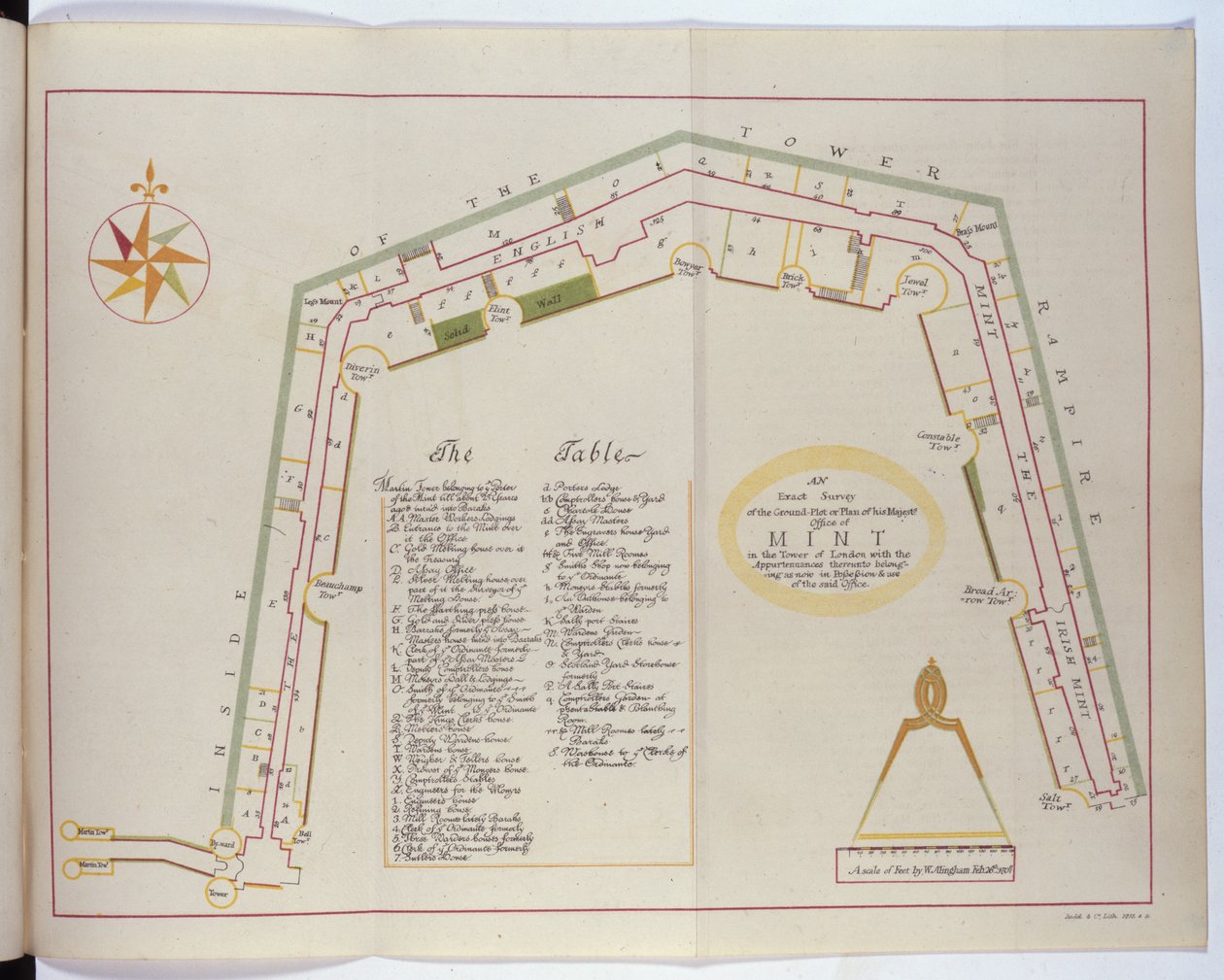 Planta da Casa da Moeda Real na Torre, 1701 de William Alingham