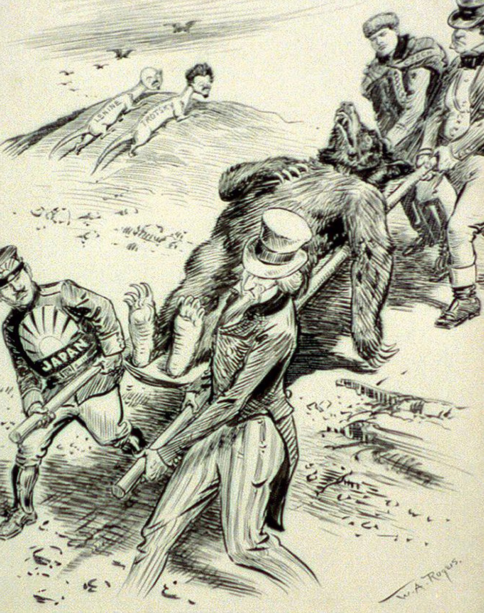 Um caso de hospital, cartunista anticomunista, publicado durante o Red Scare, 1918 de William Allen after Rogers