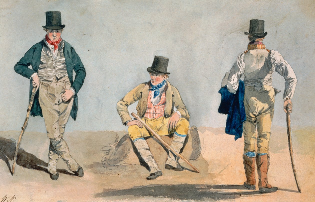 Um Tri-Retrato do Arquiteto Anthony Salvin (1799-1881) de William Andrews Nesfield