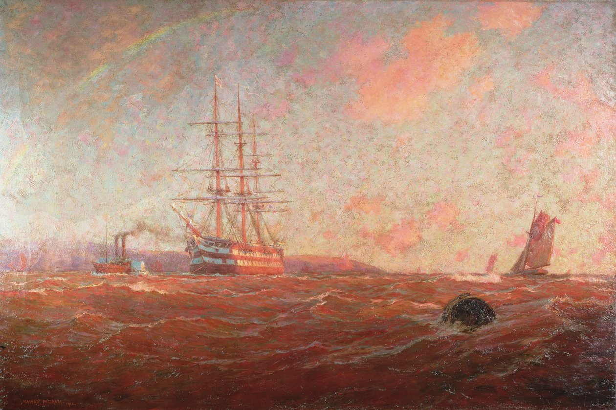 O porto de casa, Falmouth, 1912 de William Ayerst Ingram
