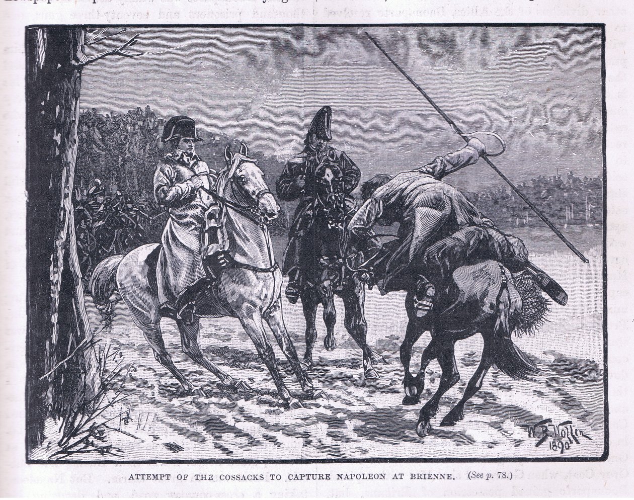 Tentativa de cossacos para capturar Napoleão em Brienne de William Barnes Wollen
