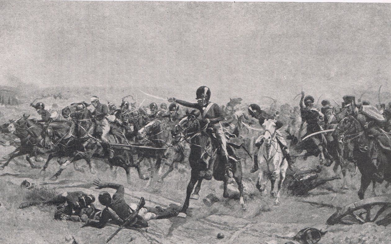 Norman Ramsay em Fuentes de Onoro, 5 de maio de 1811, ilustração de "Batalhas britânicas em terra e mar", publicado pela Cassell, Londres, c.1910 de William Barnes Wollen