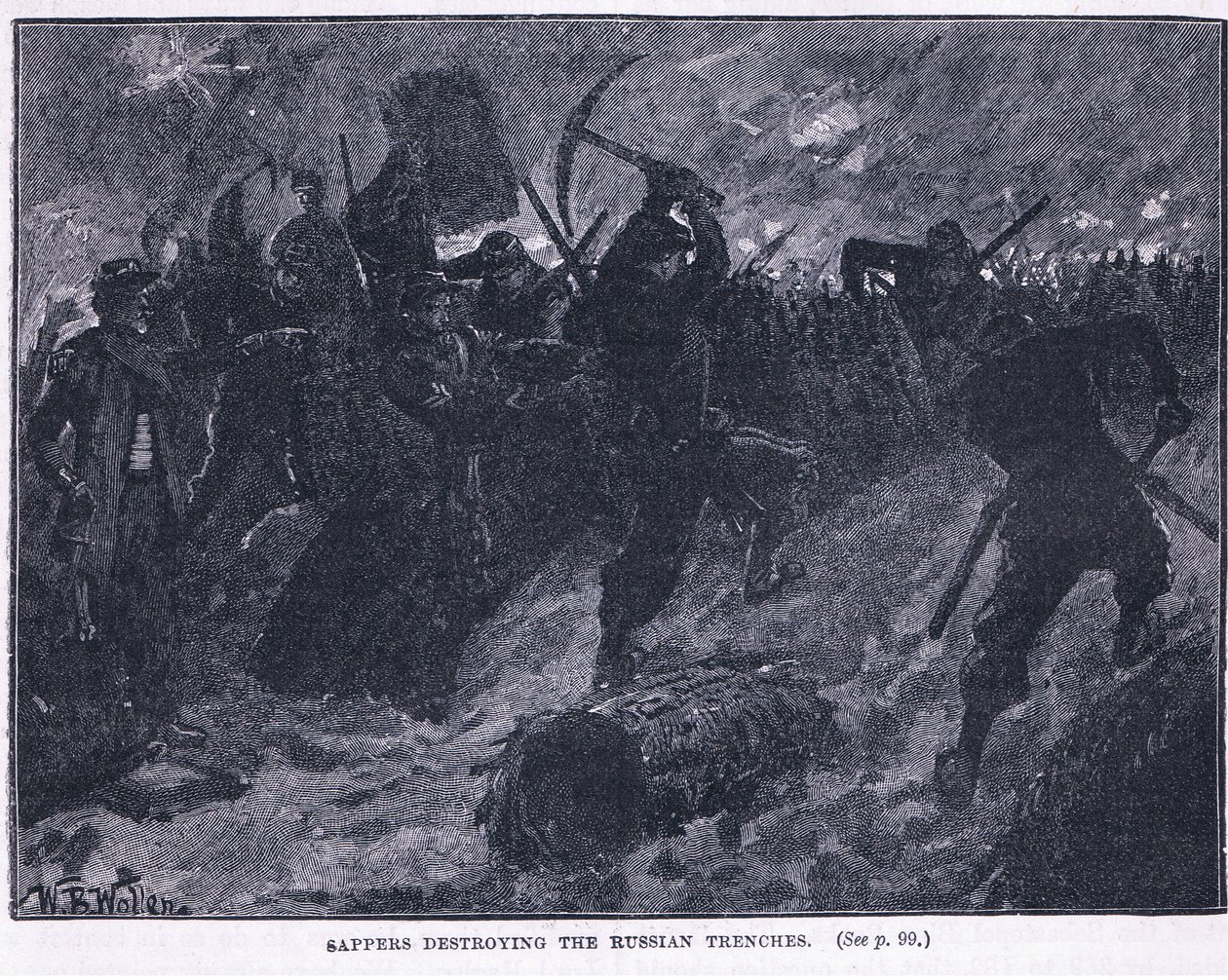 Sapadores destruindo as trincheiras russas de William Barnes Wollen