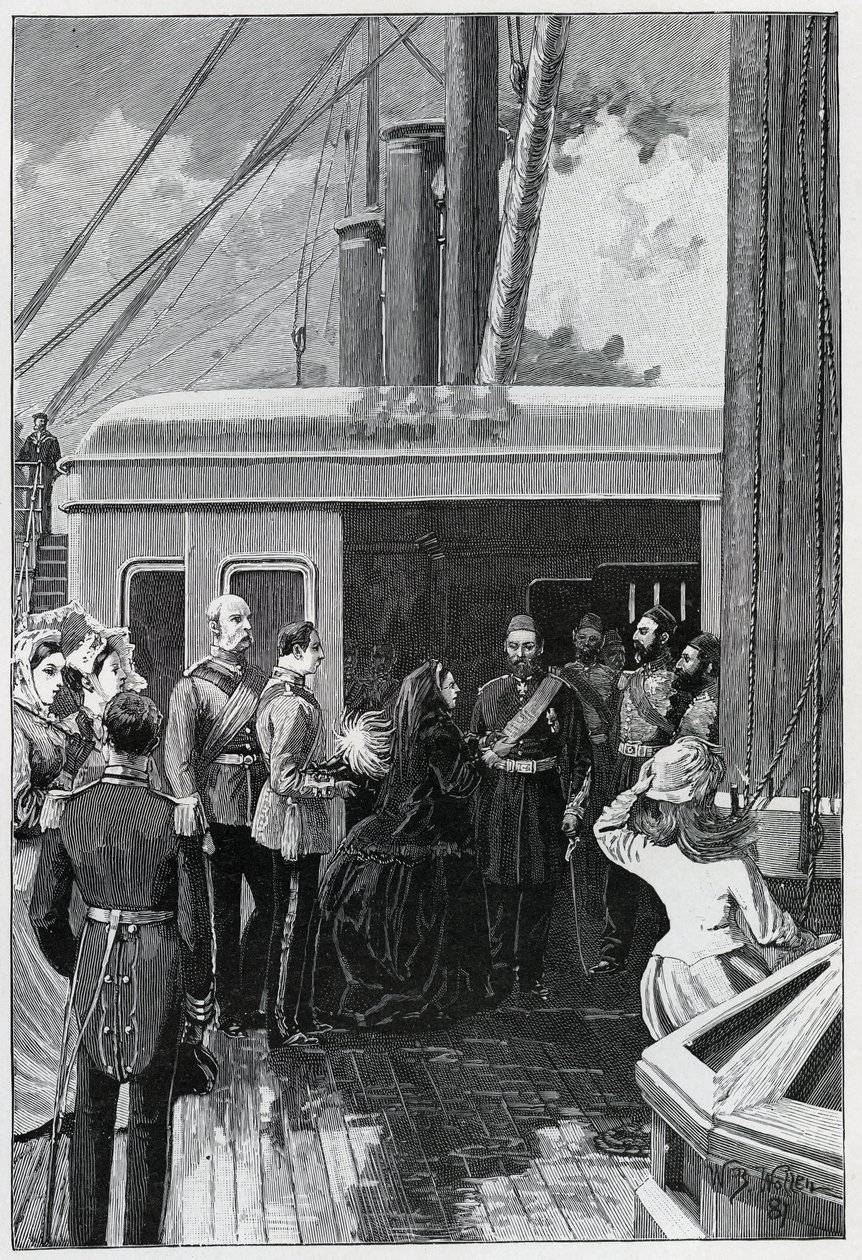 A rainha investindo Abdul Aziz com a Ordem da Jarreteira, 1881 de William Barnes Wollen