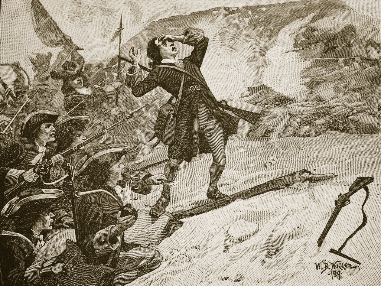 O ataque de Athlone, ilustração de "História Ilustrada de Cassell da Inglaterra" (foto sépia) de William Barnes Wollen