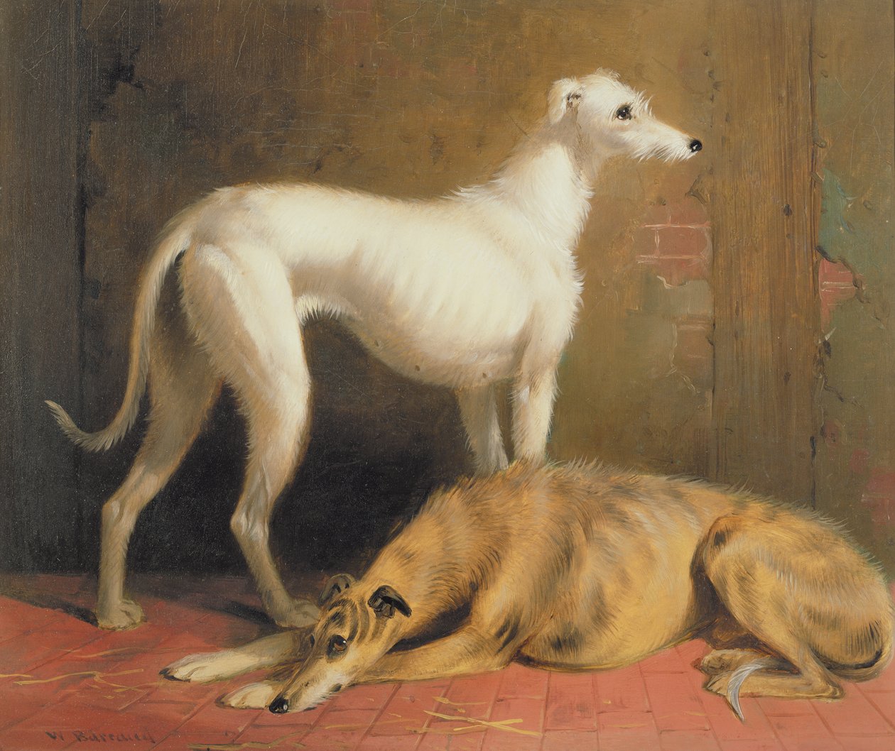 Deerhounds em um interior de William Barraud
