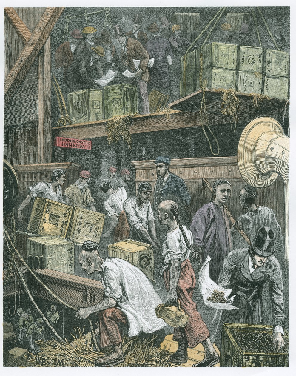 Quebrando o volume a bordo de um navio de chá nas docas de Londres (posterior coloração) de William Bazett Murray