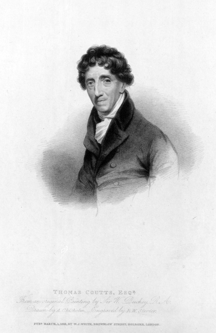 Thomas Coutts, Esq. desenhada por A. Chisholm e gravada por RW Sievier, 1822 de William Beechey