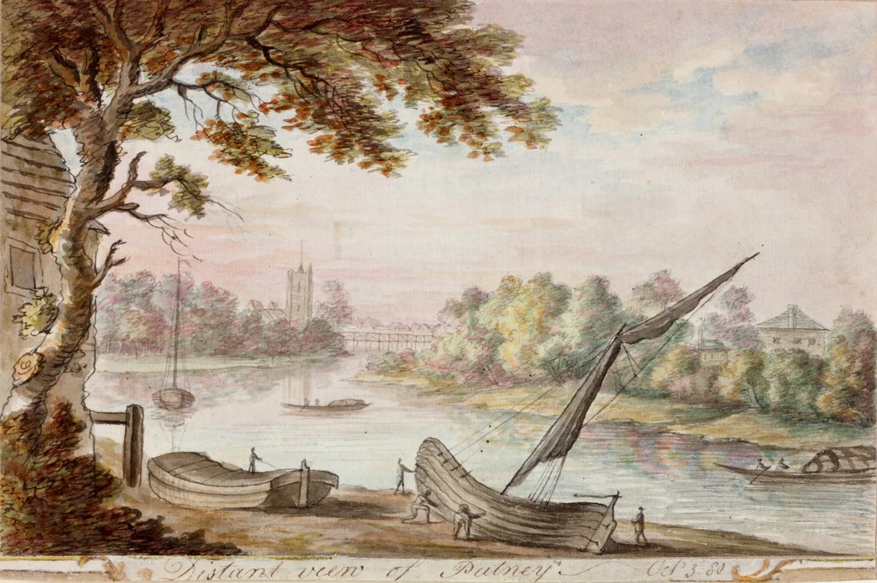 Vista distante de Putney (lápis e aquarela sobre papel) de William Beilby