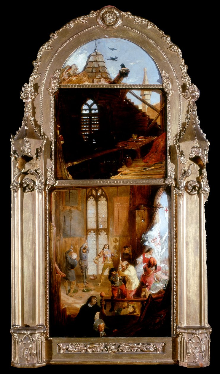 Bell-Ringers e Cavaliers Celebrando a Entrada de Charles II em Londres na Restauração, c.1842 de William Bell Scott