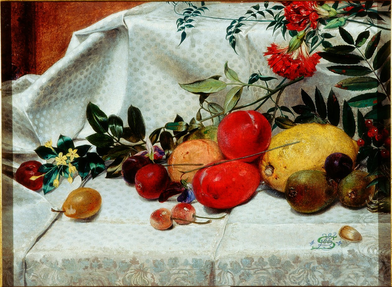 Estudo de Flores e Frutas, 1860 de William Bell Scott