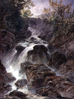 Ponte e Cachoeira perto de Capel Curig de William James Bennett