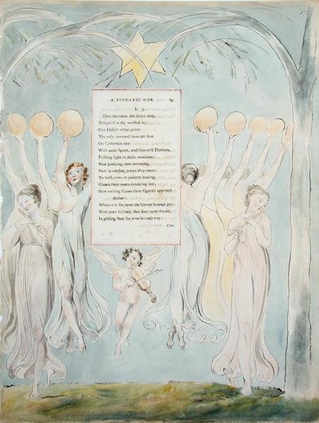 Um Odema Píndaro, de The Poems of Thomas Gray, publicado em 1797-98 (wc e tinta preta no papel) de William Blake