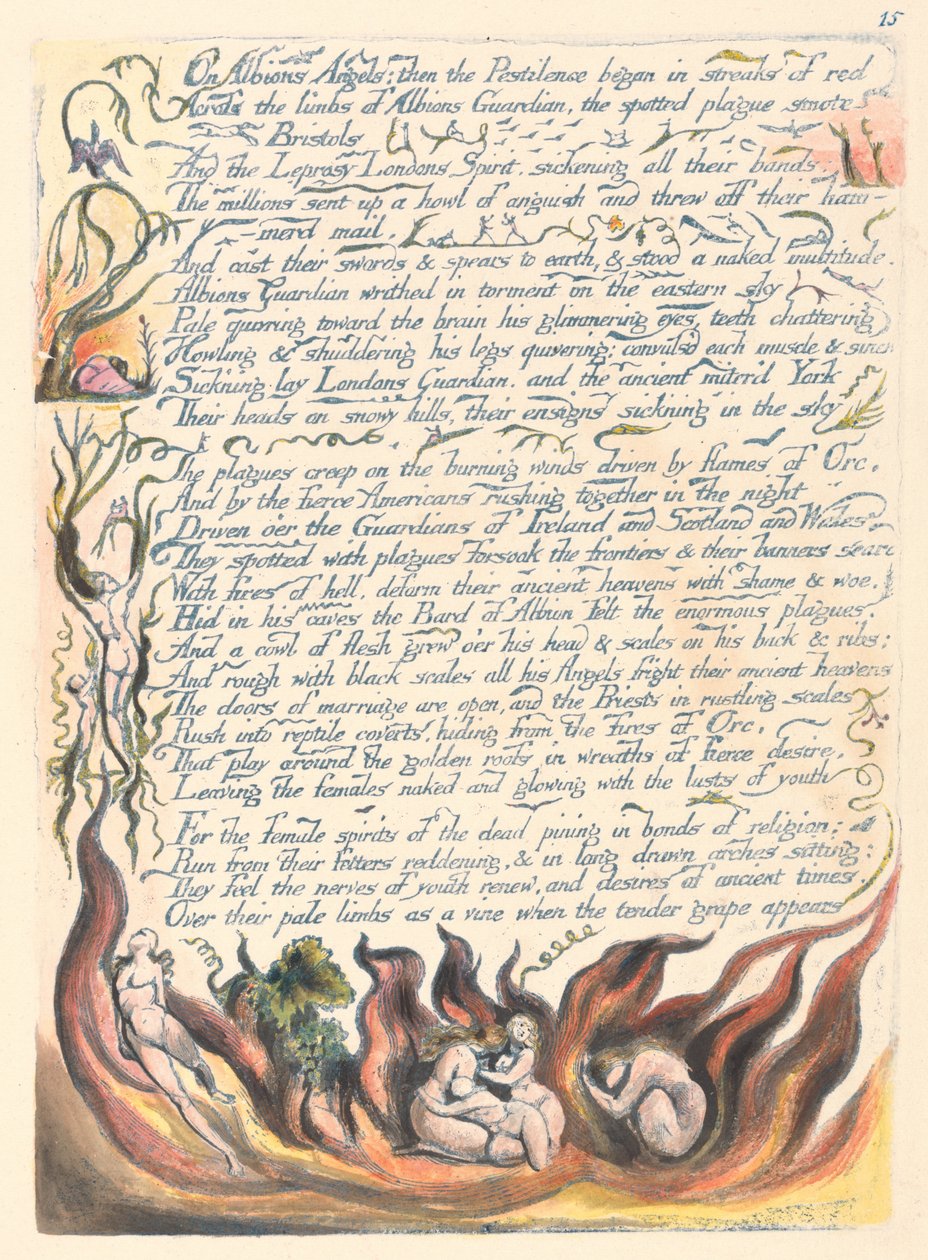 América. Uma profecia, placa 17, em Albions Angels .... de William Blake