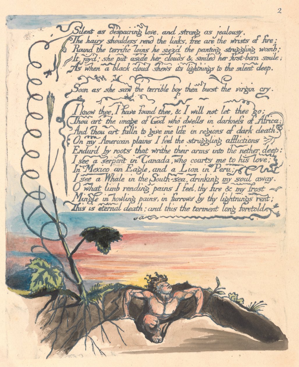 América. Uma profecia, placa 4, de William Blake