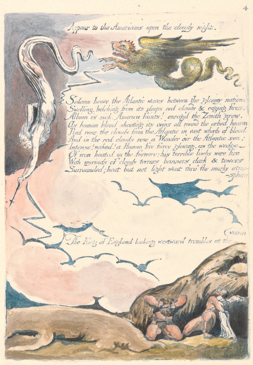 América. Uma profecia, placa 6, aparece aos americanos. de William Blake