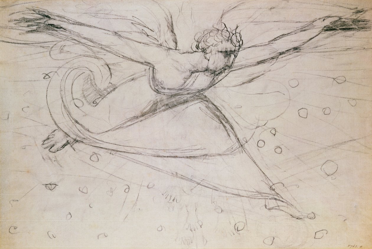 Um Anjo Striding Entre as Estrelas (desenho) de William Blake