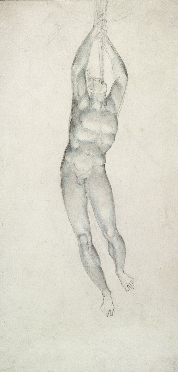 Um anjo com uma trombeta, 1805-08 (caneta e tinta preta e wc no papel) de William Blake
