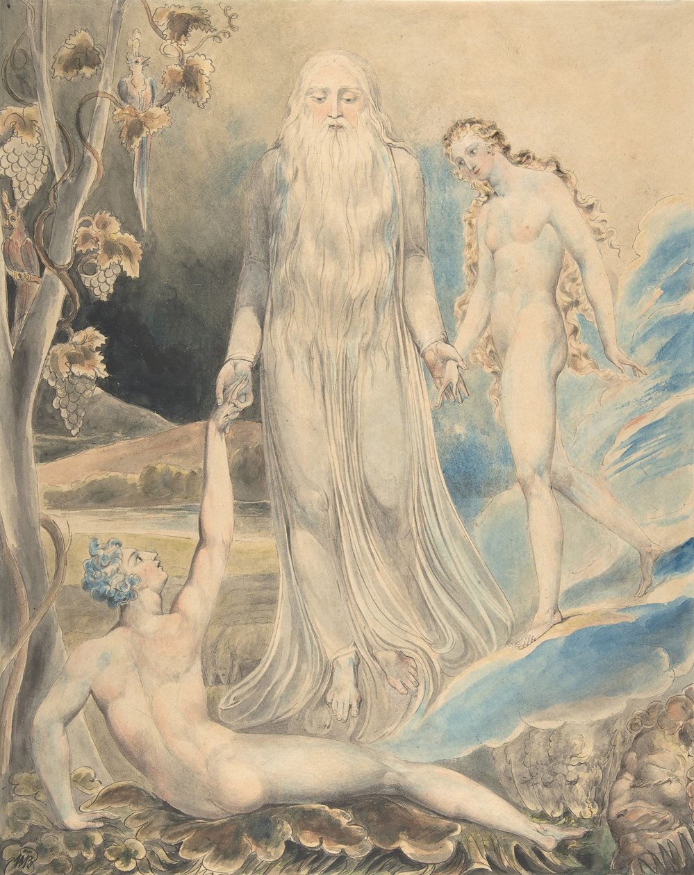 Anjo da Presença Divina Levando Eva a Adão, c.1803 de William Blake