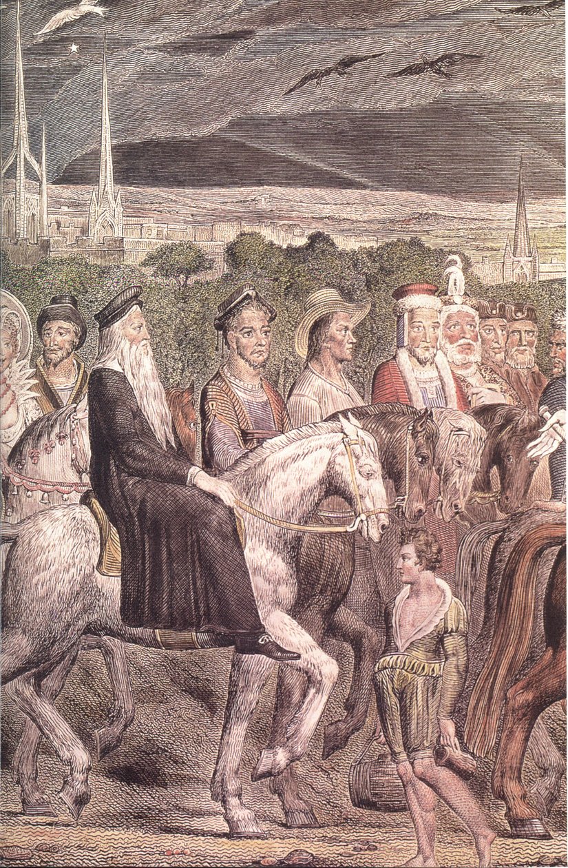 Blake-Cant-peregrinos-detalhe-a Gravura colorida de William Blake