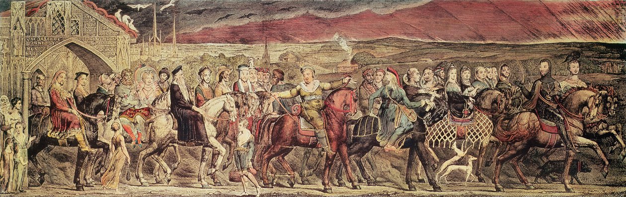 Peregrinos canterbury Chaucer, gravado e pub. pelo artista, 1810 de William Blake