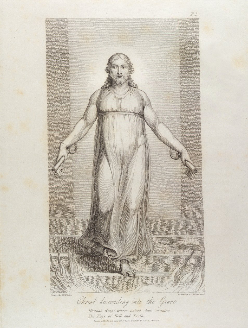 Cristo descendo para o túmulo, pl. 3, ilustração de &39;O túmulo, um poema&39; por William Blake (1757-1827), gravado por Luigi Schiavonetti (1765-1810), 1808 de William Blake
