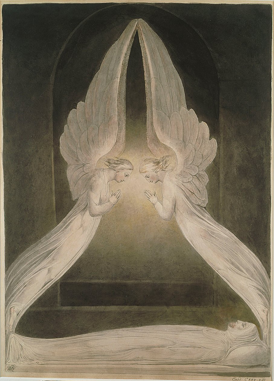 Cristo no Sepulcro, guardado pelos anjos de William Blake