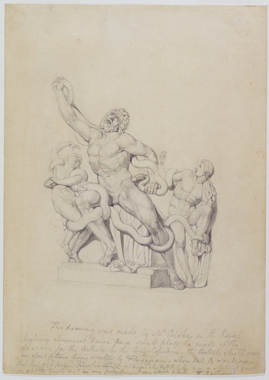 Cópia do Laocoonte, para a Cyclopedia de Rees, 1815 (grafite sobre papel) de William Blake