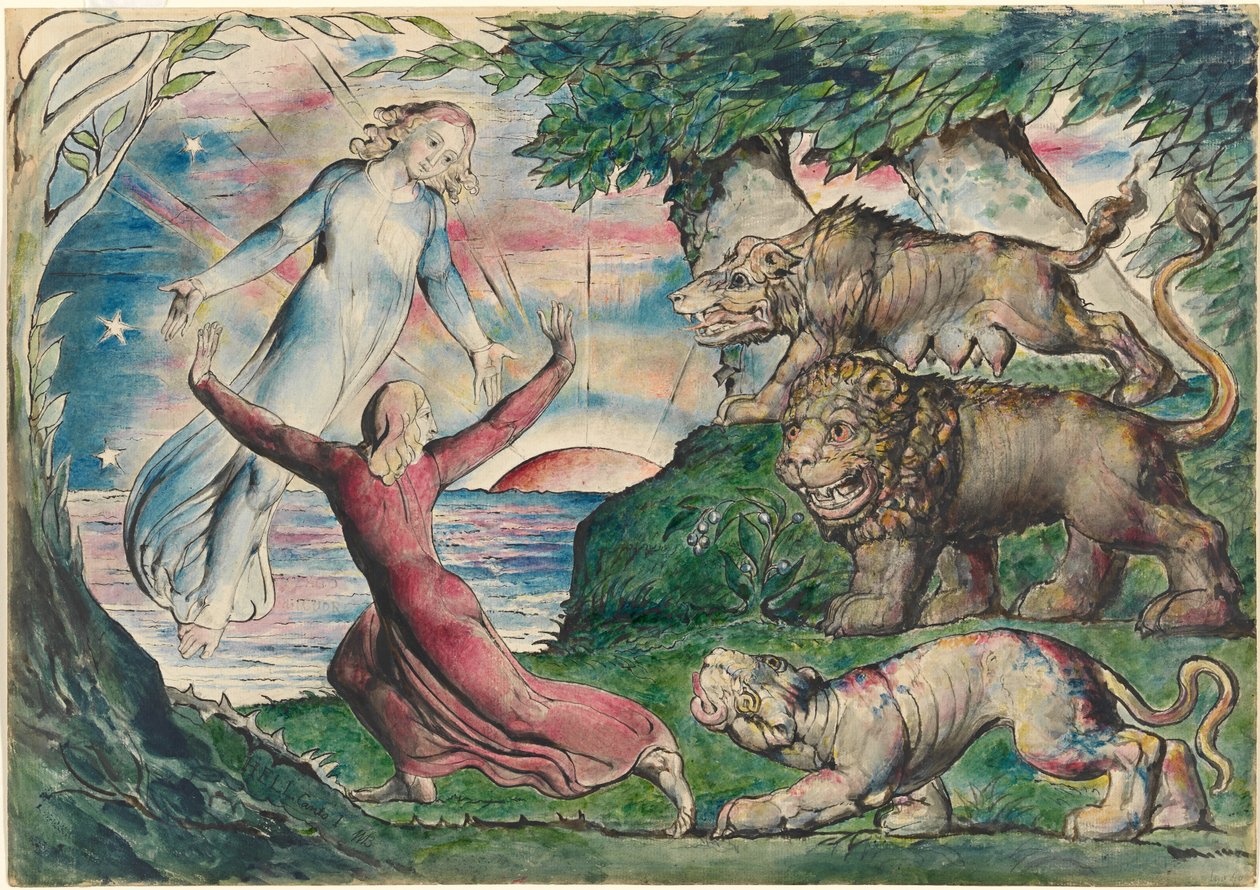 Dante correndo das três feras de William Blake