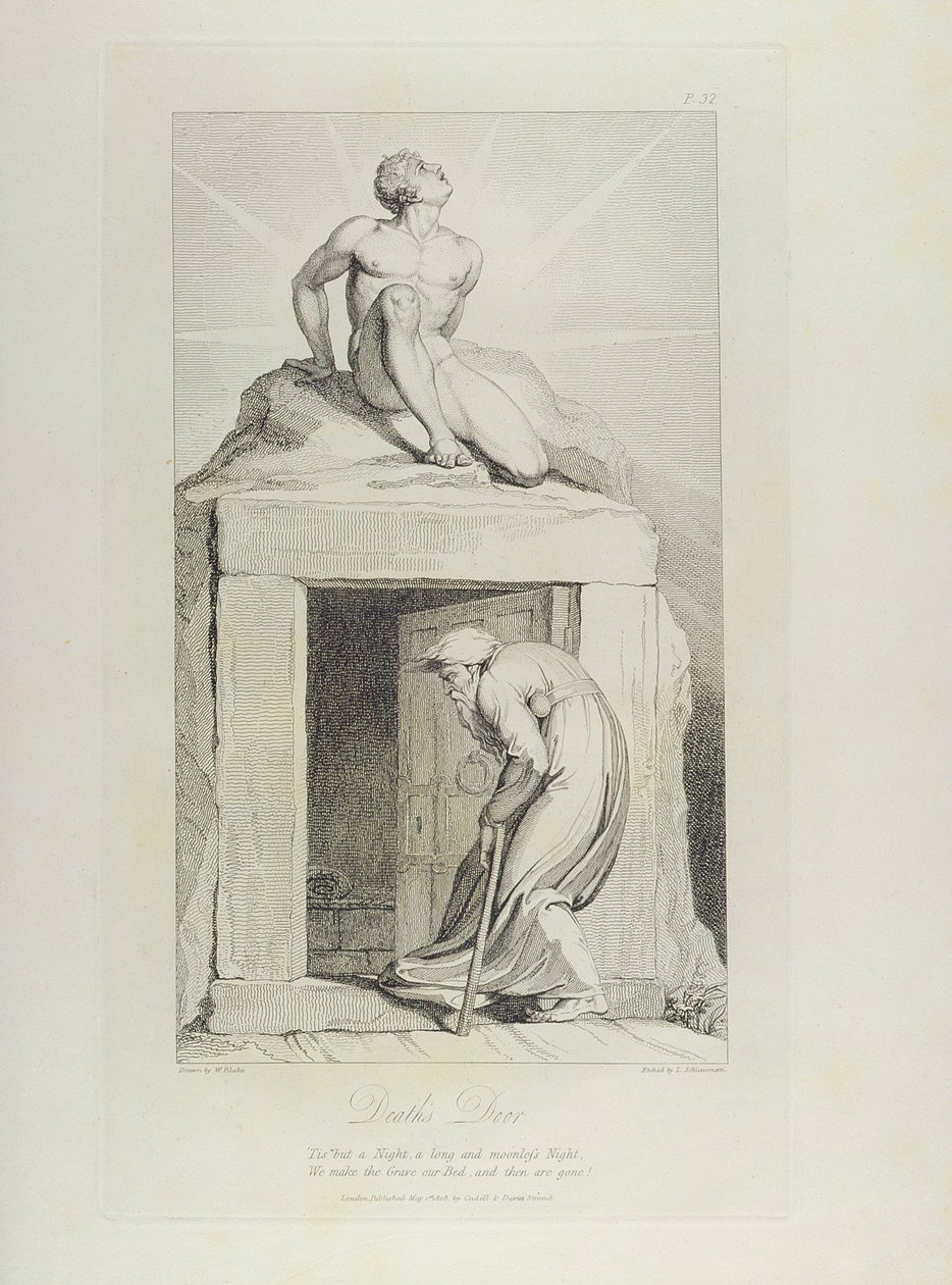 Porta da Morte, pl.12, ilustração de &39;The Grave, A Poem&39; de William Blake (1757-1827) gravada por Luigi Schiavonetti (1765-1810), 1808 de William Blake