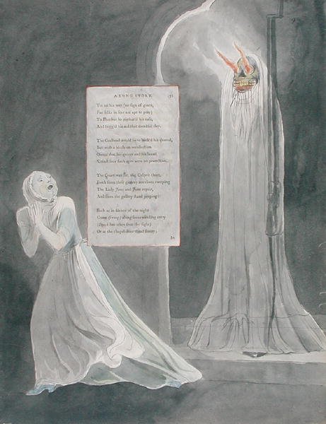Design 31 para uma longa história em poemas de Thomas Gray, publicado em 1797-98 (wc com caneta e tinta no papel) de William Blake