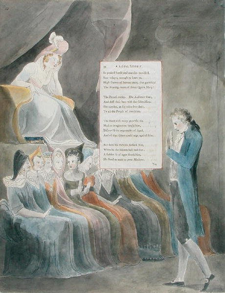 Design 32 para uma longa história em poemas de Thomas Gray, publicado em 1797-98 (wc com caneta e tinta no papel) de William Blake
