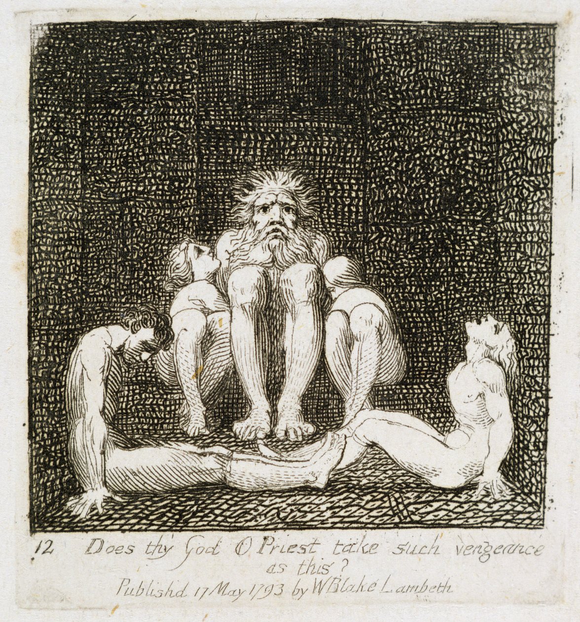 O Teu Deus O &39;Sacerdote Toma Tal Vingança, chapeia 13 de&39; Para as Crianças. As portas do paraíso &39;, 1793 de William Blake
