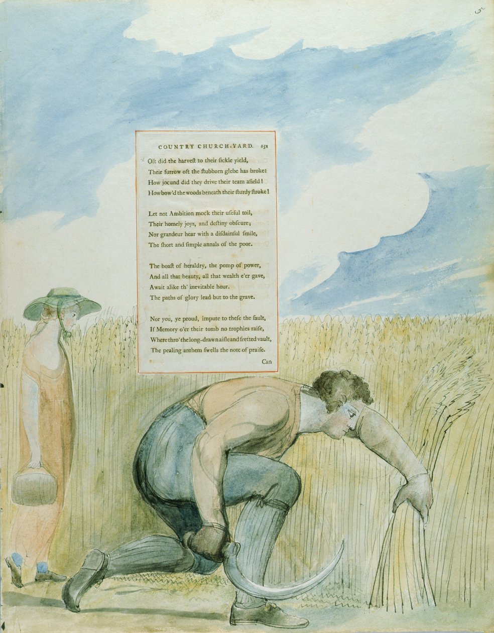 &39;Elegia escrita em uma jarda de igreja do país&39;, projeto 109 de &39;Os poemas de Thomas Gray&39;, 1797-98 (wc com caneta e tinta preta sobre papel) de William Blake