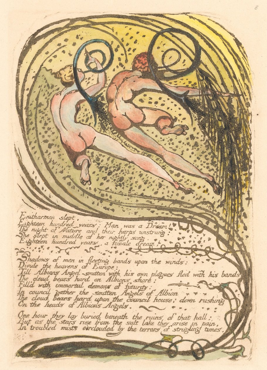 Europa. Uma profecia, placa 10, Enitharmon dormiu. . . . (Bentley 12) de William Blake