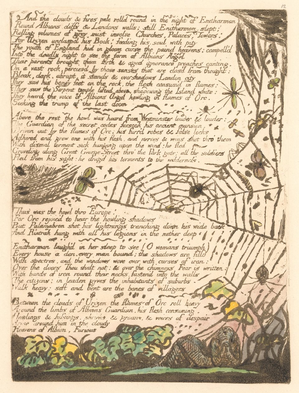 Europa. Uma profecia, placa 14, e as nuvens e fogos. . . . (Bentley 15) de William Blake
