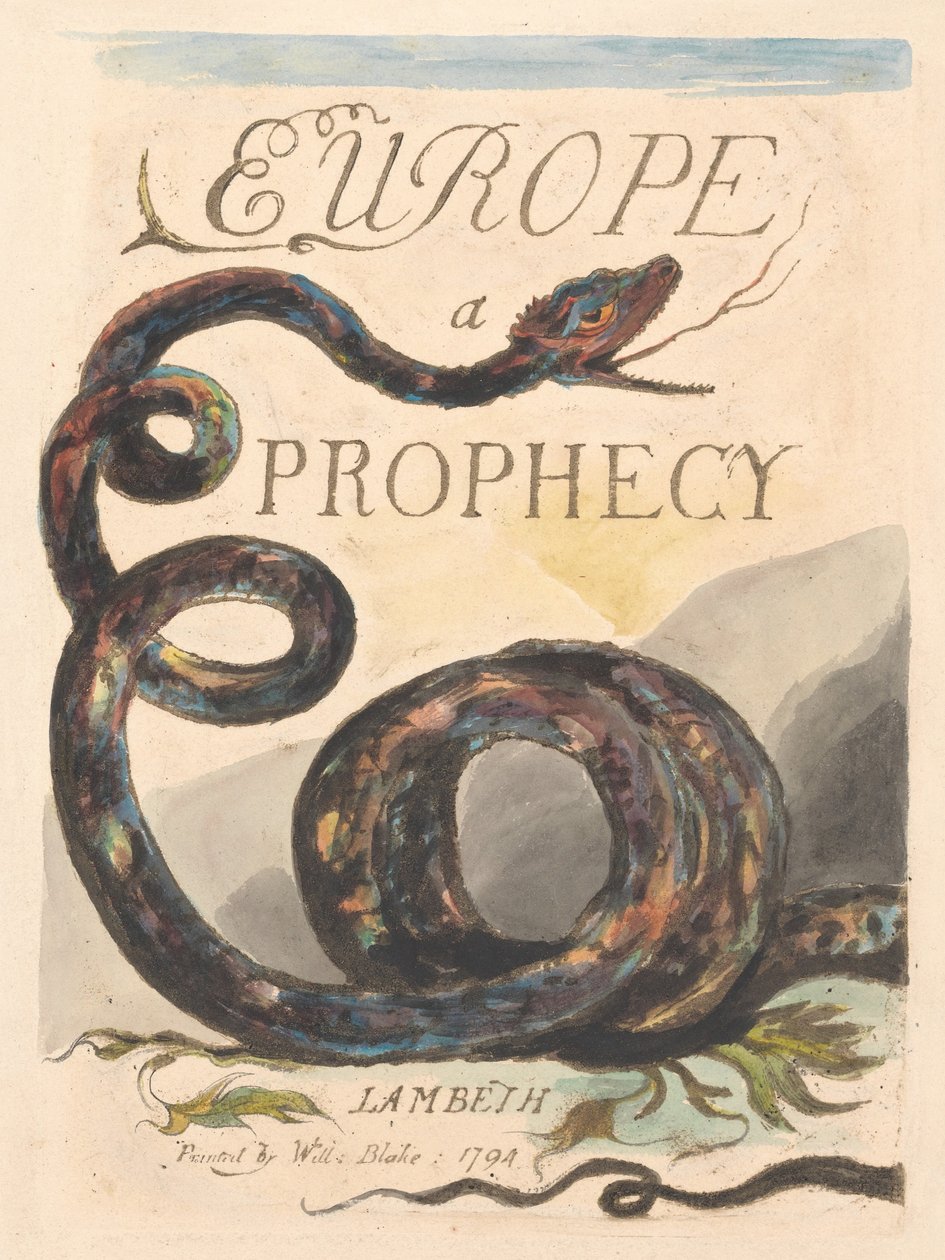 Europa. Uma Profecia, Placa 2, Página de Título de William Blake