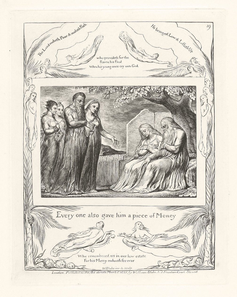 Cada um também lhe deu um pedaço de dinheiro, 1825 de William Blake