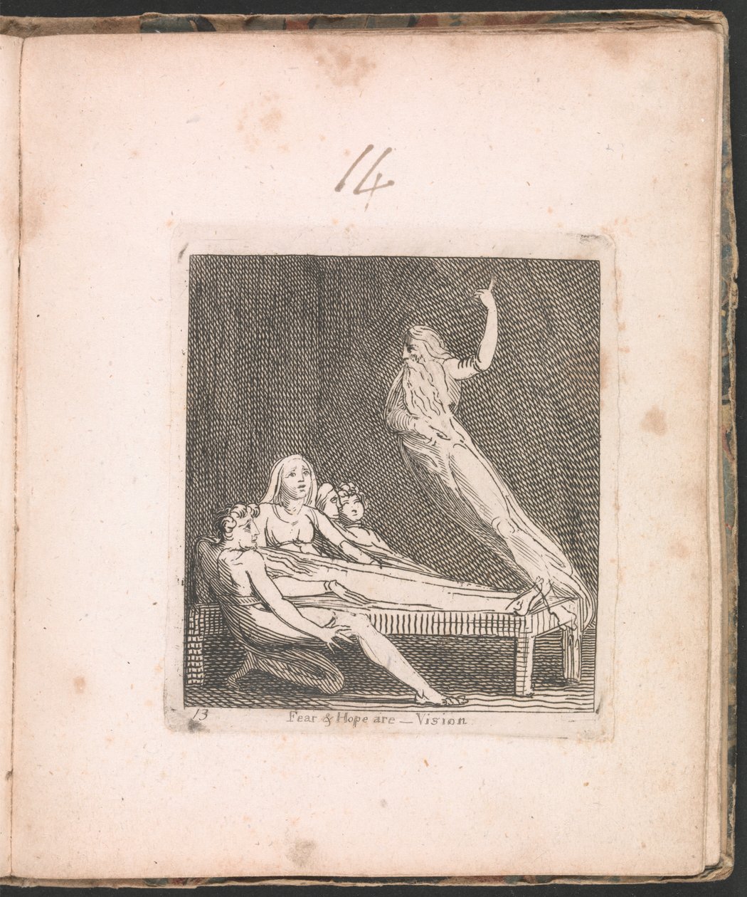 Medo e Esperança são ... Visão, placa 14 de Para Crianças. As Portas do Paraíso, 1793 de William Blake
