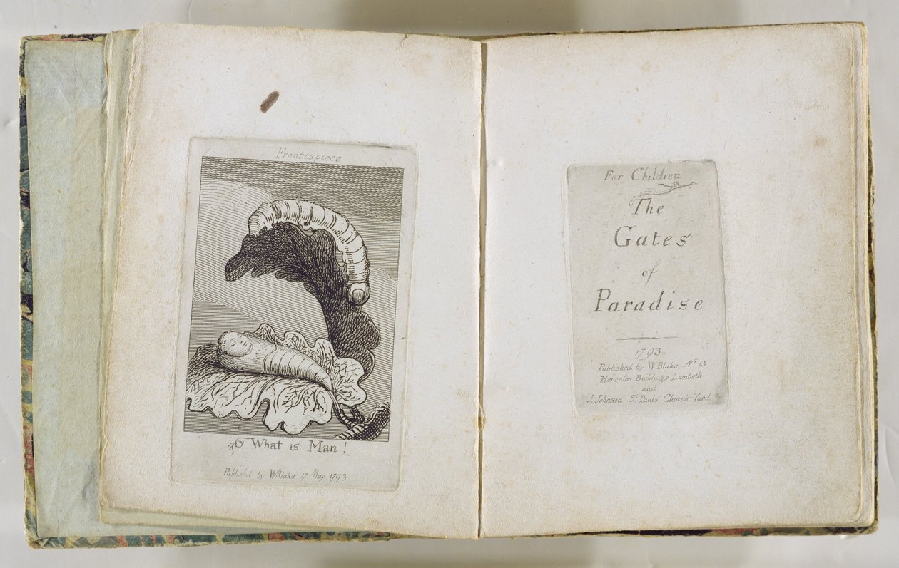 Para crianças. As portas do paraíso (e frontispício), 1793 de William Blake