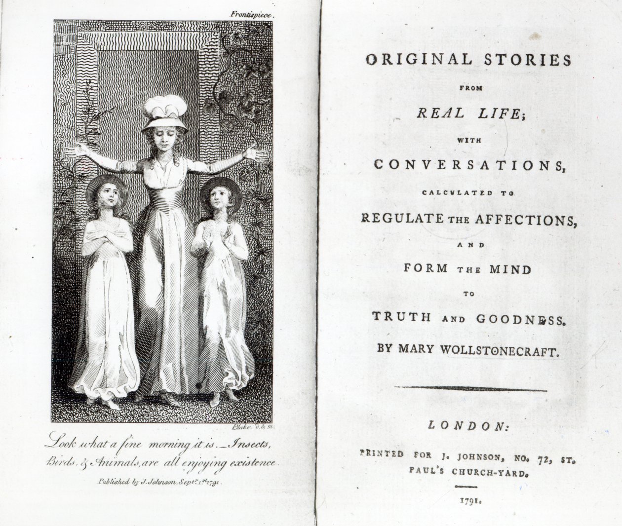Frontispício para &39;Histórias Originais da Vida Real&39; de Mary Wollstonecraft, 1791 de William Blake