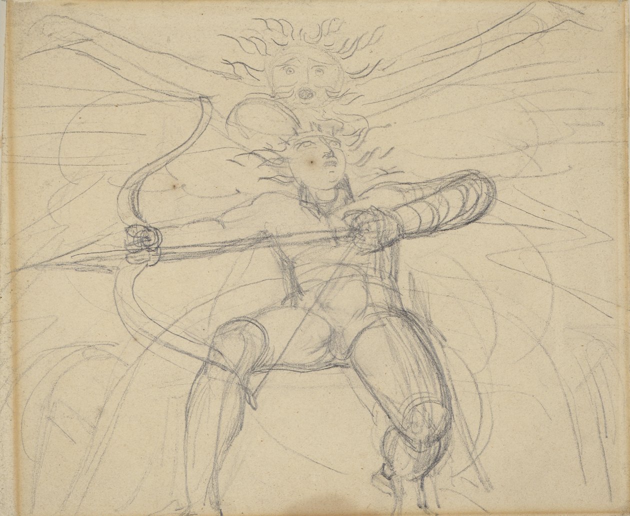 Hyperion, de um estudo para poemas de cinza, página 46 (grafite sobre papel) de William Blake