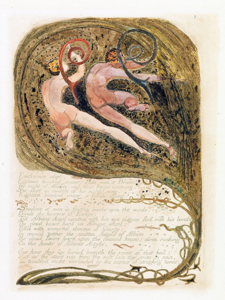 Ilustração da &39;Europa: uma profecia&39;, Lambeth, 1794 (tinta e wc no papel) de William Blake
