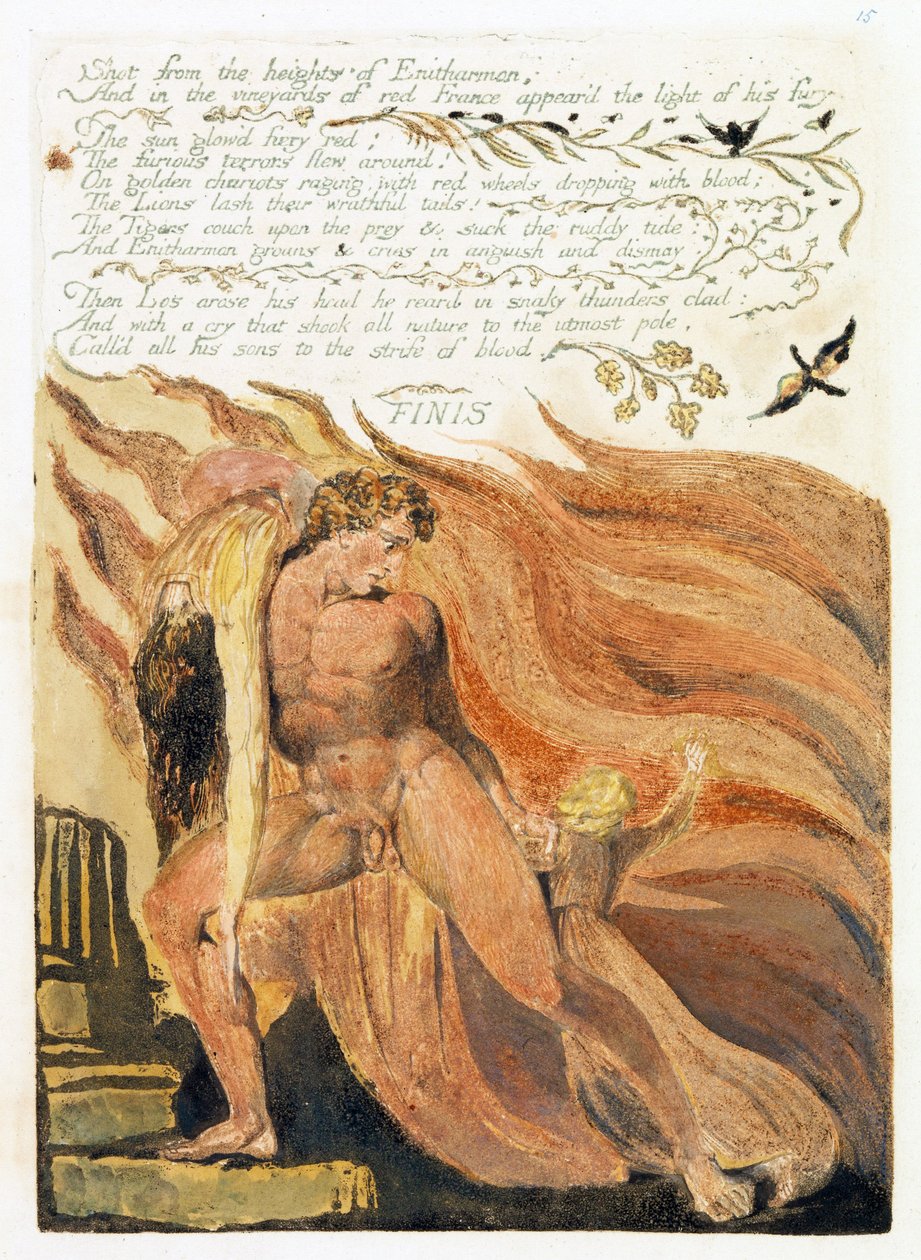 Ilustração da &39;Europa: uma profecia&39;, Lambeth, 1794 (tinta e wc no papel) de William Blake