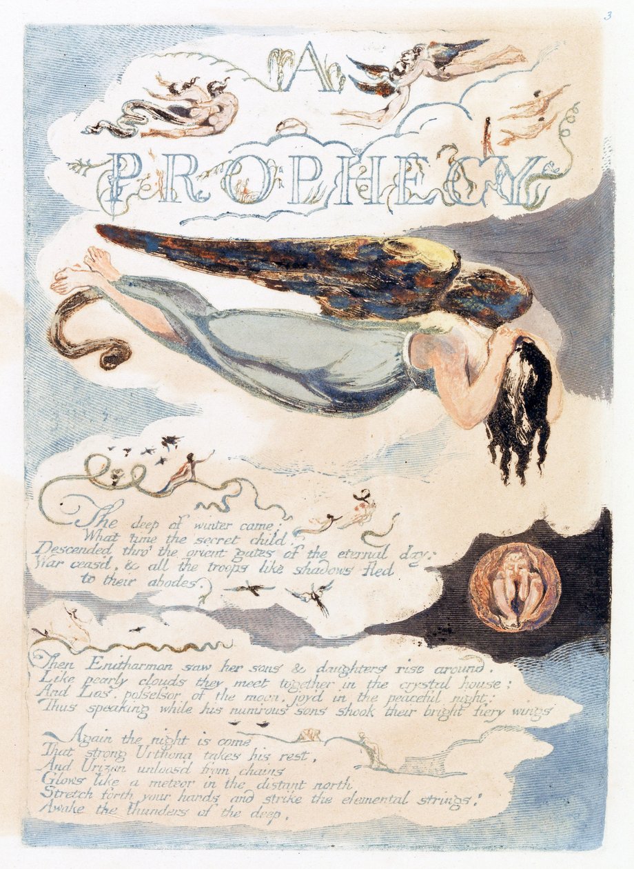 Ilustração da &39;Europa: uma profecia&39;, Lambeth, 1794 (tinta e wc no papel) de William Blake