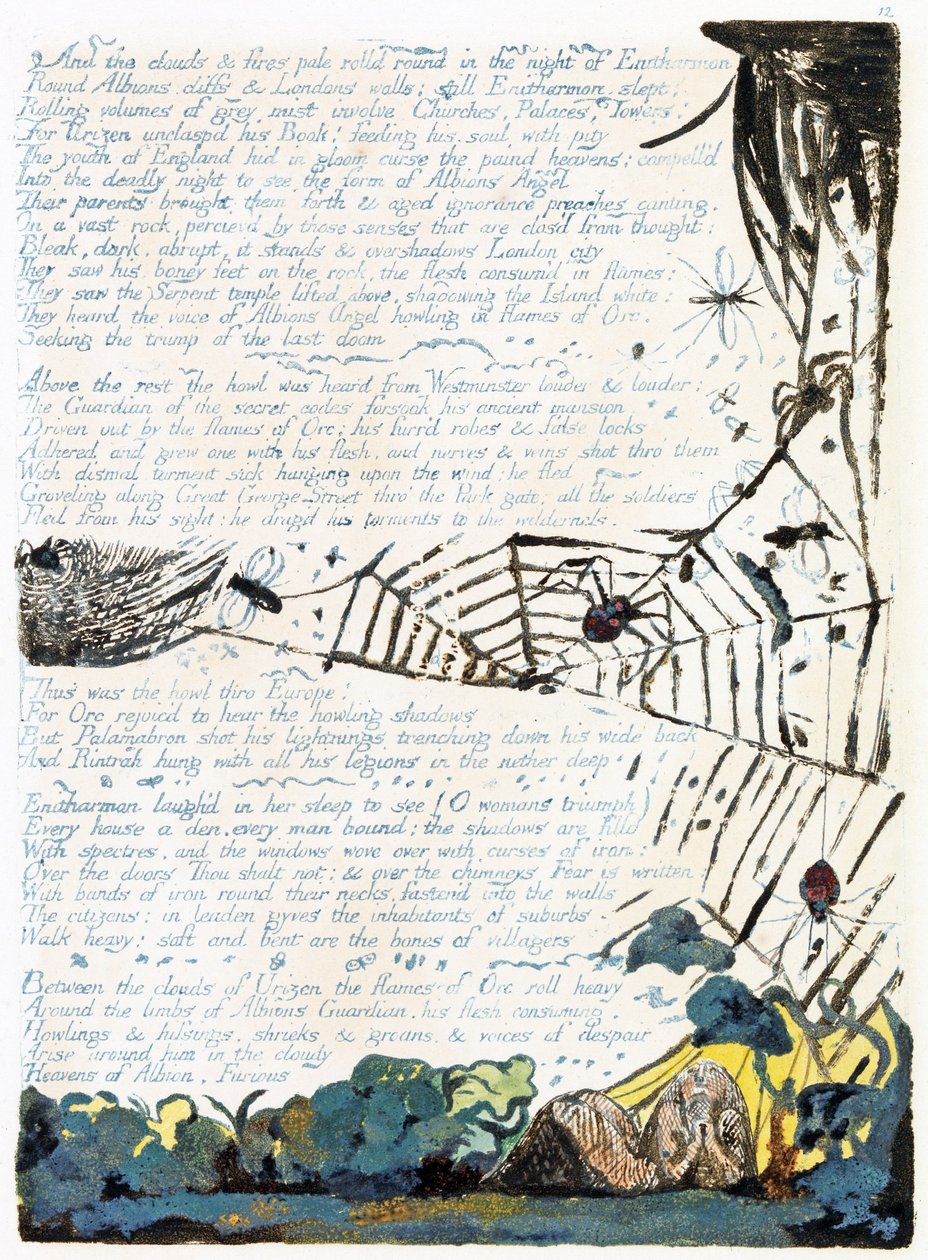 Ilustração da &39;Europa: uma profecia&39;, Lambeth, 1794 (tinta e wc no papel) de William Blake