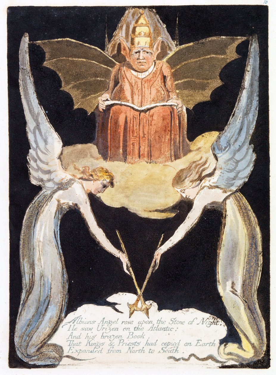 Ilustração da &39;Europa: uma profecia&39;, Lambeth, 1794 (tinta e wc no papel) de William Blake