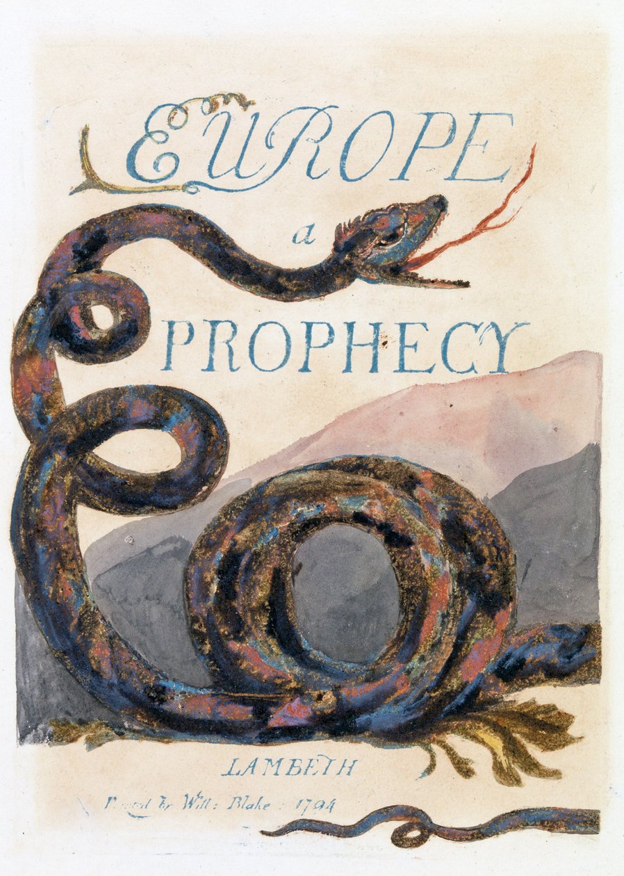 Ilustração da &39;Europa: uma profecia&39;, Lambeth, 1794 (tinta e wc no papel) de William Blake